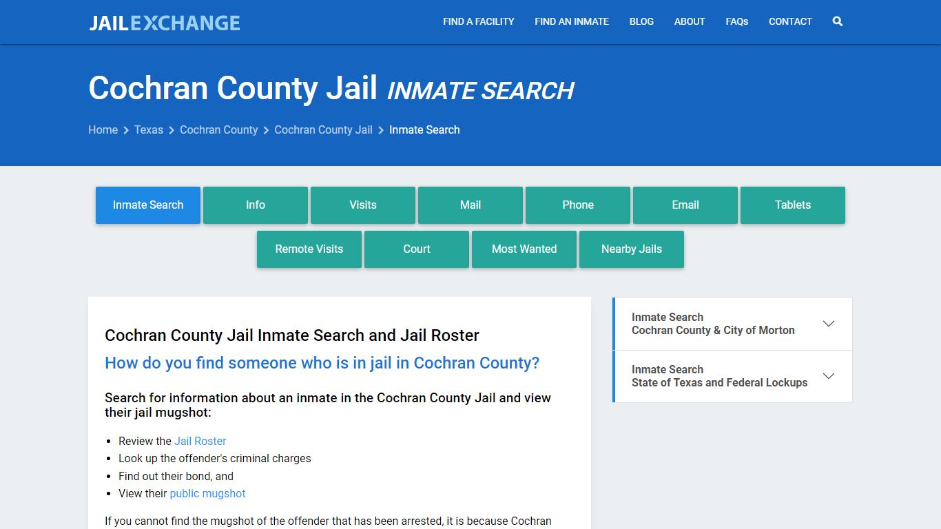 Inmate Search: Roster & Mugshots - Cochran County Jail, TX