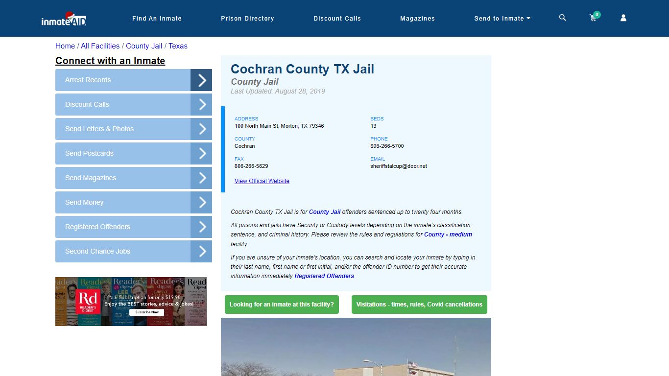 Cochran County TX Jail - Inmate Locator - Morton, TX